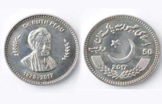 Münze zum Gedenken an Dr. Ruth Pfau. Bild: https://arynews.tv/en/commemorative-coin-dr-ruth-pfau/